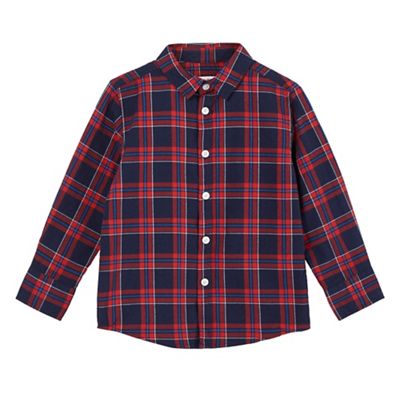 bluezoo Boys' red checked long sleeve shirt